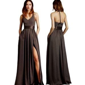 White by Vera Wang V-Neck Halter Gown with Sash - Black - Size 4  {Worn Once}